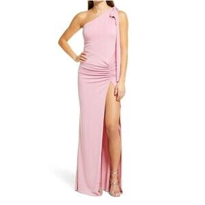 Katie May Maxi Dress Pink Raising The Bar Ruched One Shoulder NWT Retail $273 XL